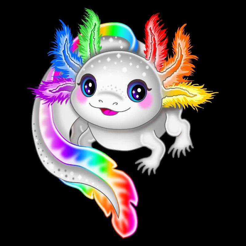 Rainbow colorful axolotl