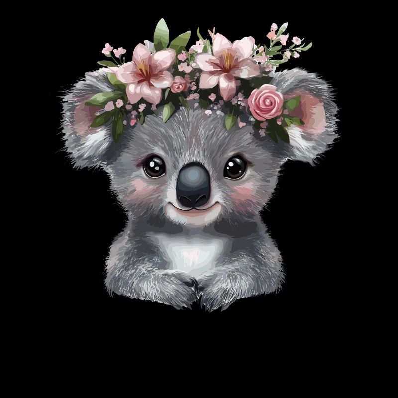 Koala avec illustration de couronne de fleurs