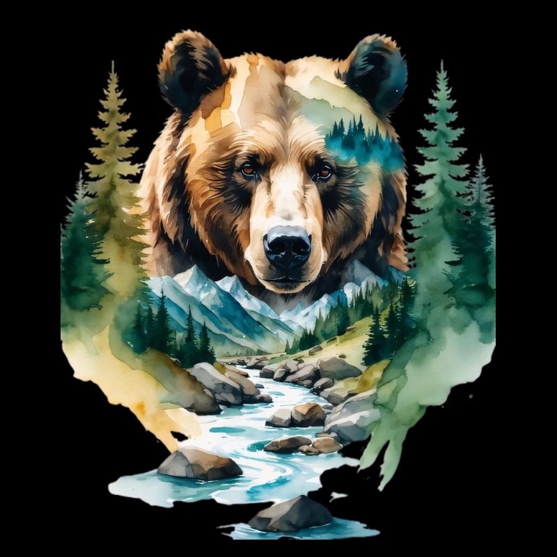 Aquarelle Ours de la forêt