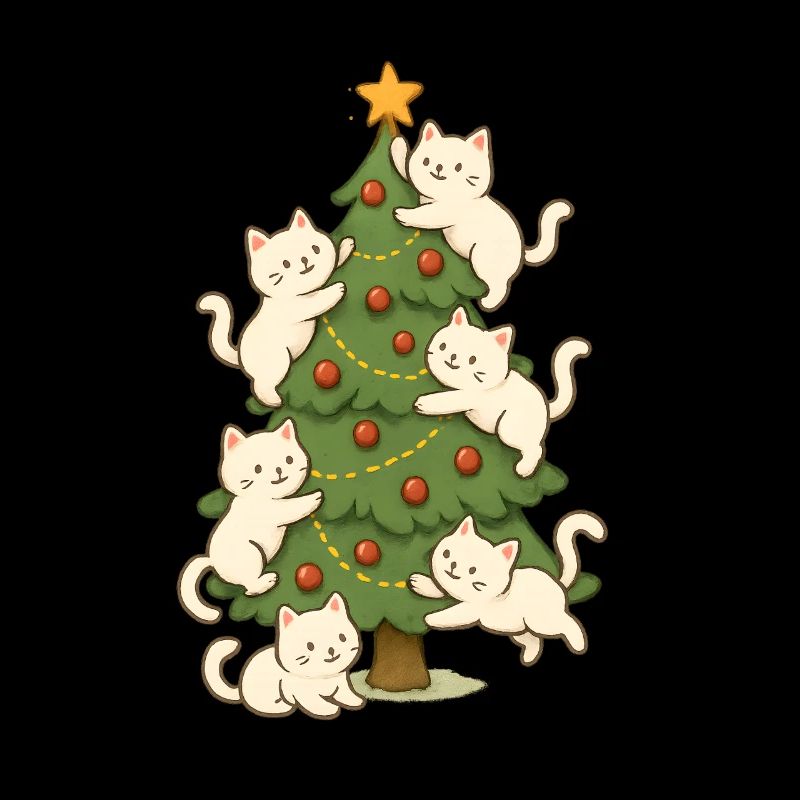 Chat, Arbre de Noël, Whimsy, Chatons