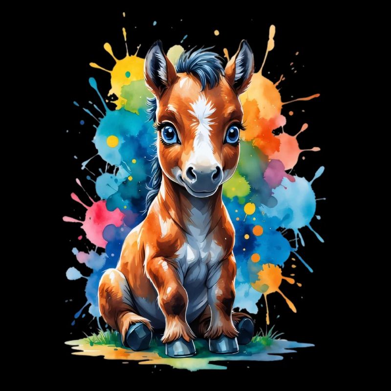 Regenbogenpony im Farbklecks