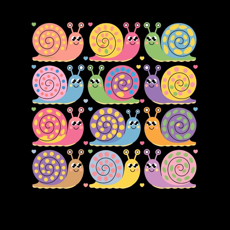 Colorful Kawaii Snail Pattern Pastel Colors