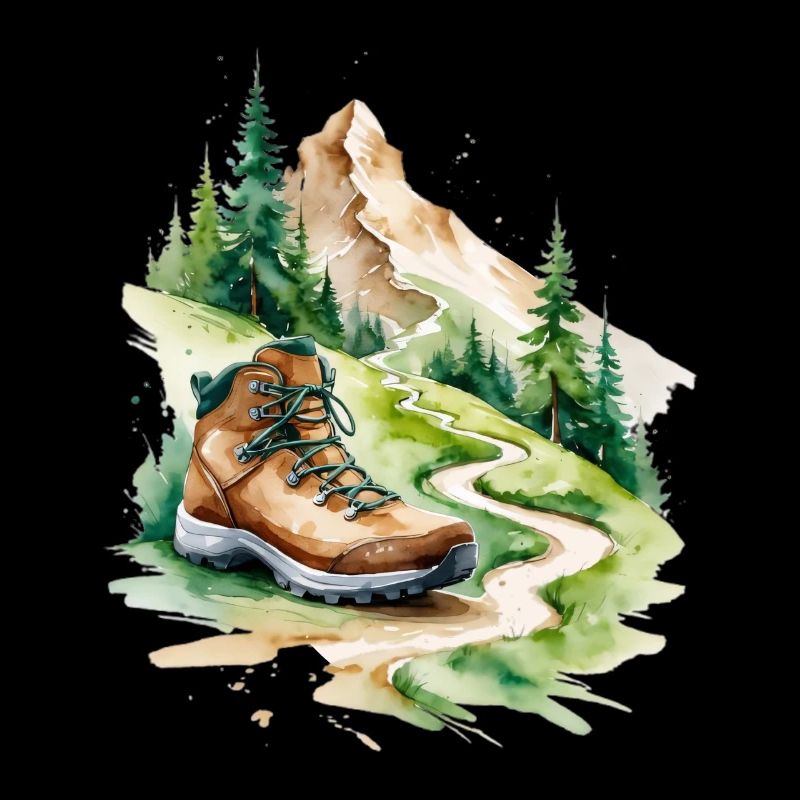 Hiking boots on the mountain path