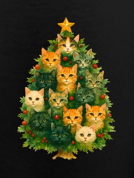 Cats Christmas Tree Collage