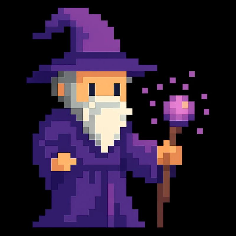 Pixel wizard dans le scintillement violet