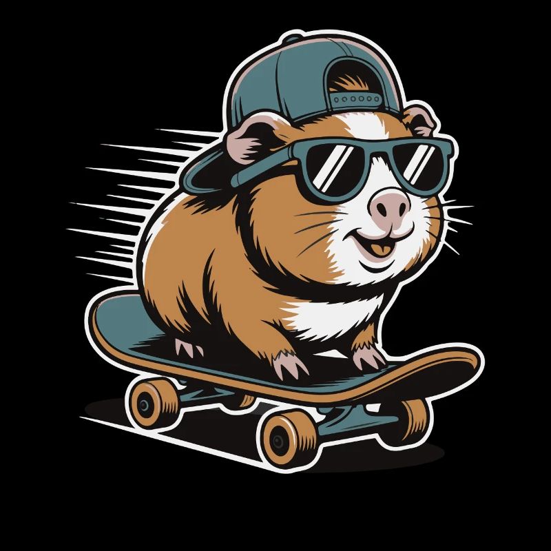 Hamster en skateboard