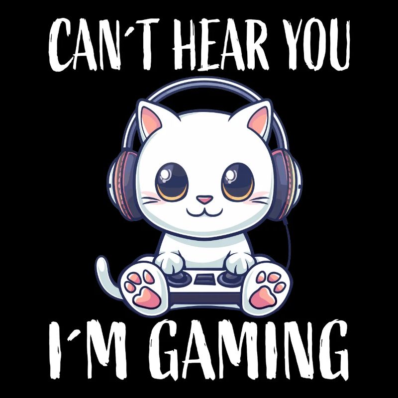 Gaming Katze mit Kopfhörern