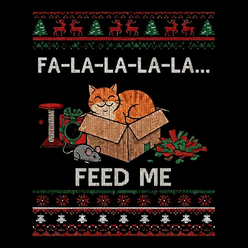 Chat de Noël dans une boîte – demandes de nourriture