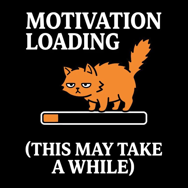 Motivation Loading Tired Cat with Loading Bar