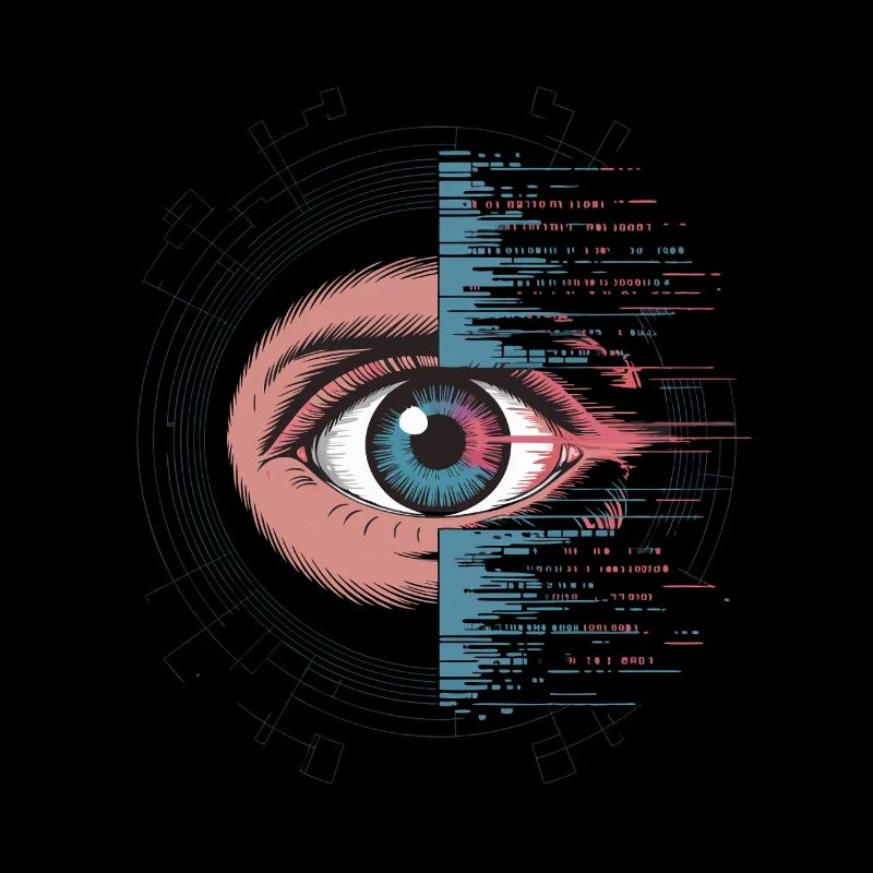 Futuristic eye with glitch effect