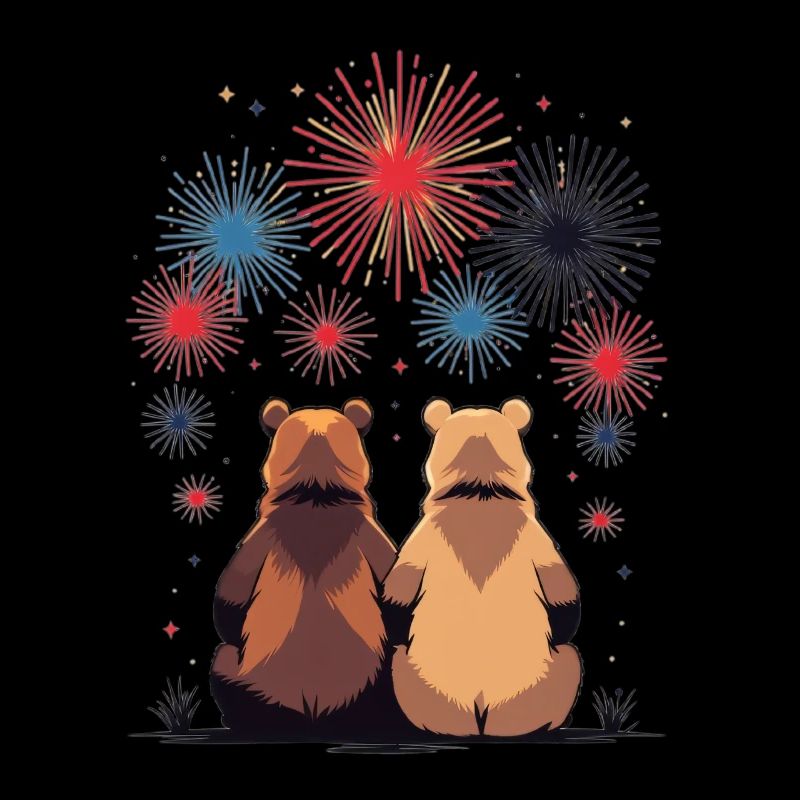 Deux ours aux feux d’artifice