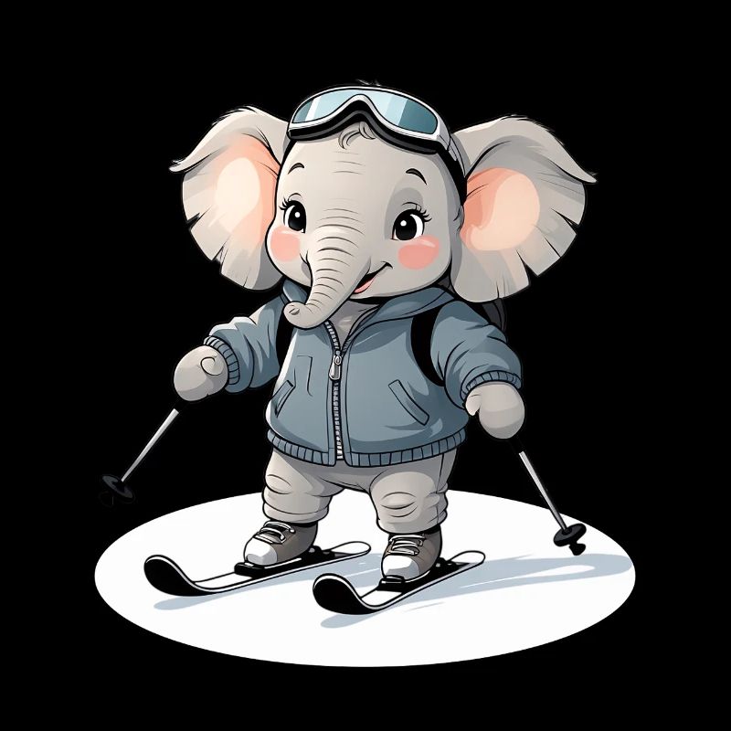 Skiing Elephant Pullover Hoodie