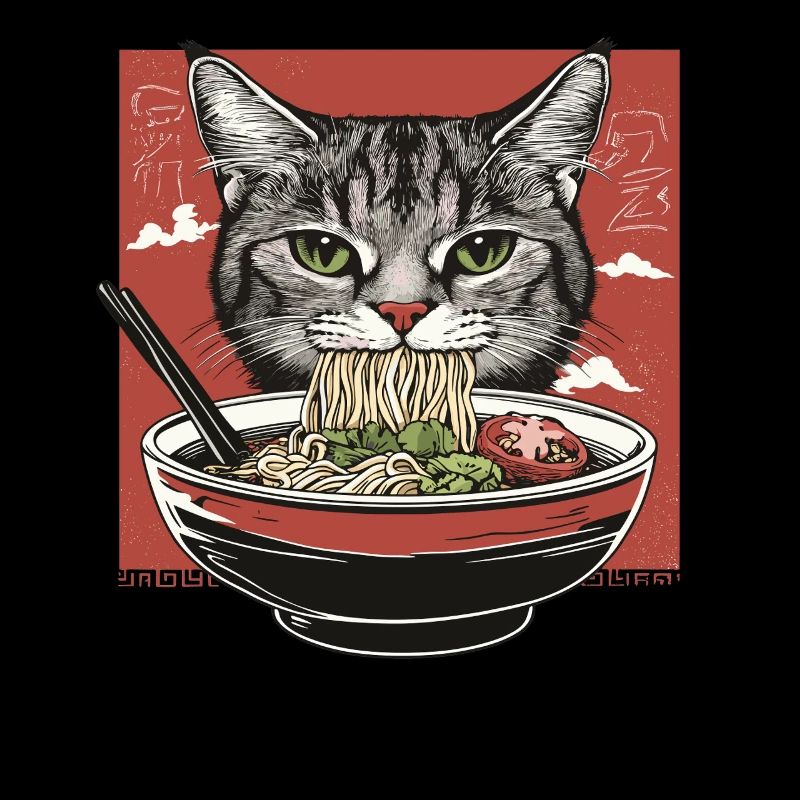 Cat with ramen