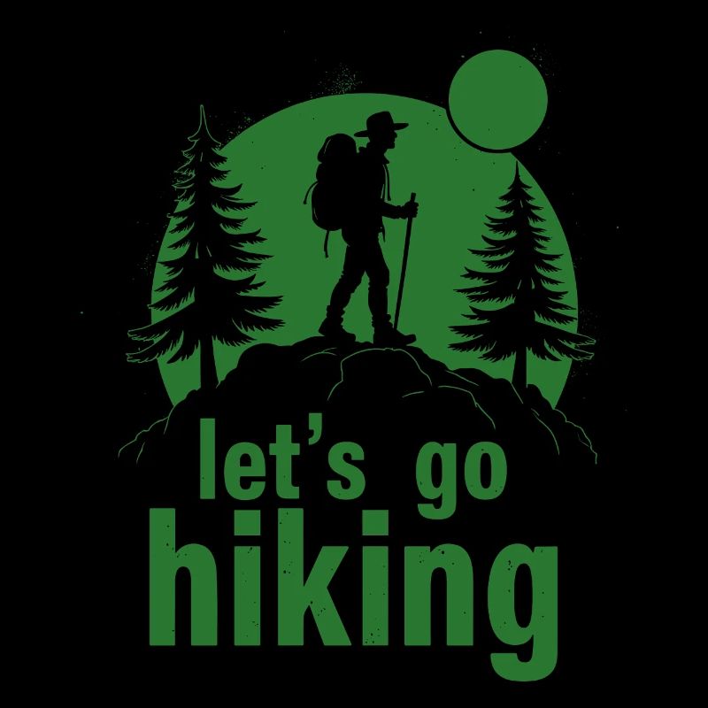 Let's go hiking mountaineer hiker silhouette