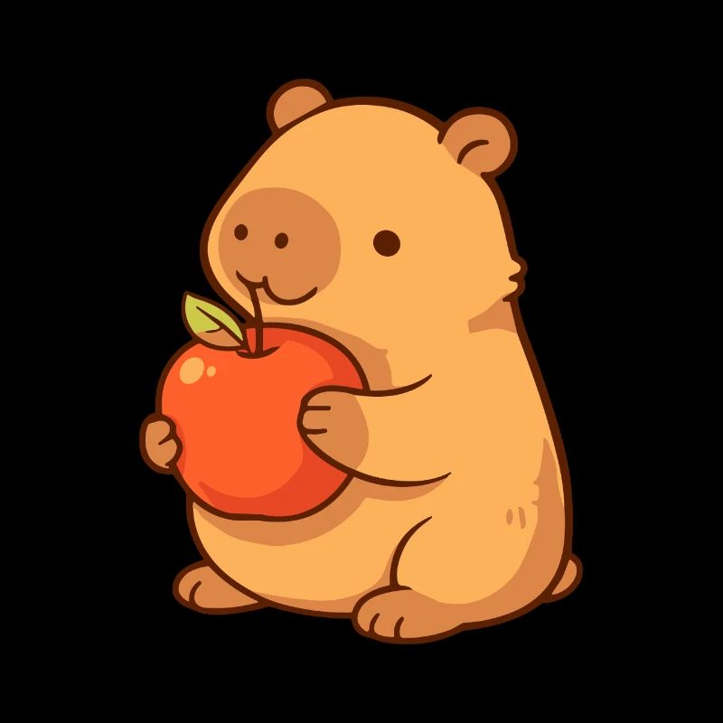 Capybara Illustration mit Apfel 