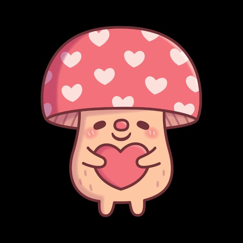 Cute Mushroom Hugging Heart Valentine