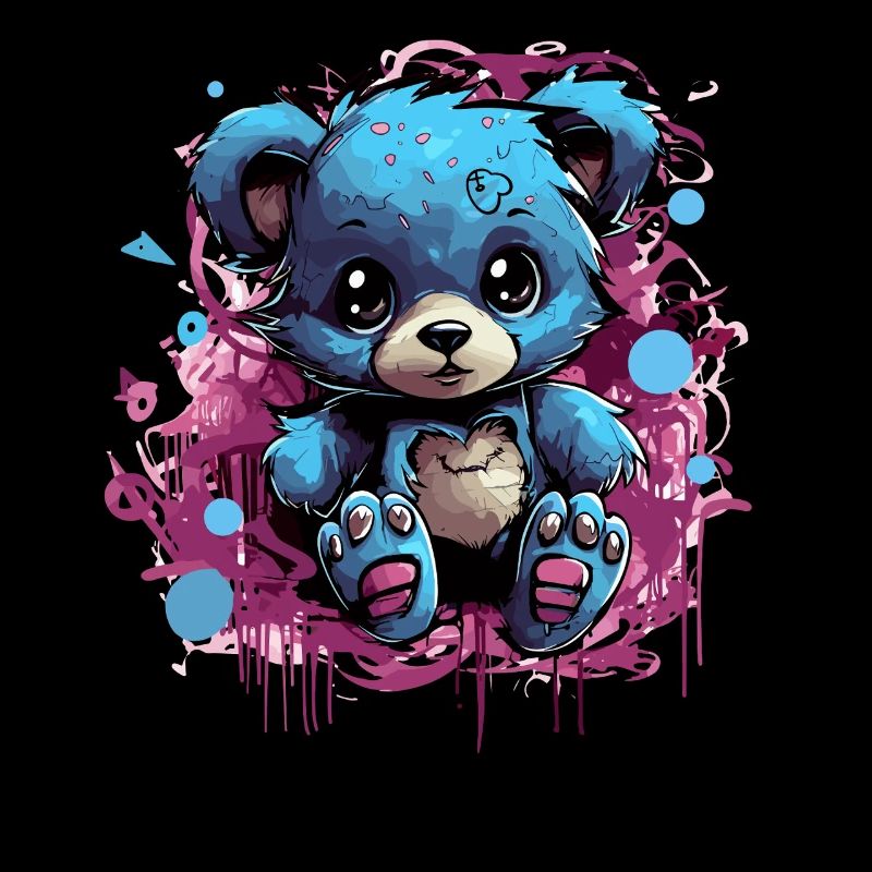 Blue Cuddly Bear Graffiti Pop
