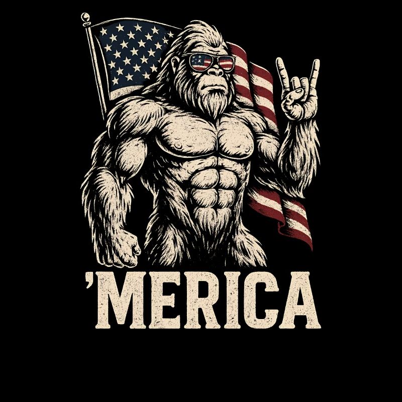 America Bigfoot Funny 4th of July Bigfoot Ameri