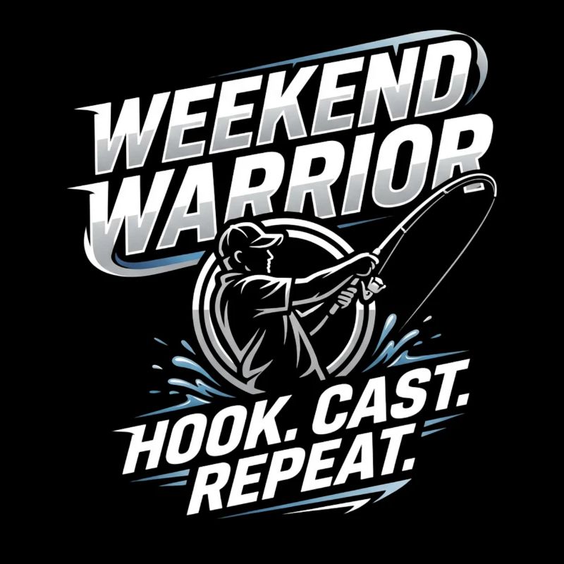 Weekend Warrior Hook Cast Repeat Angler Saying