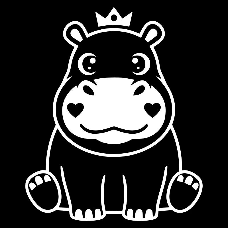 Hippopotamus King Crown Prince Vector
