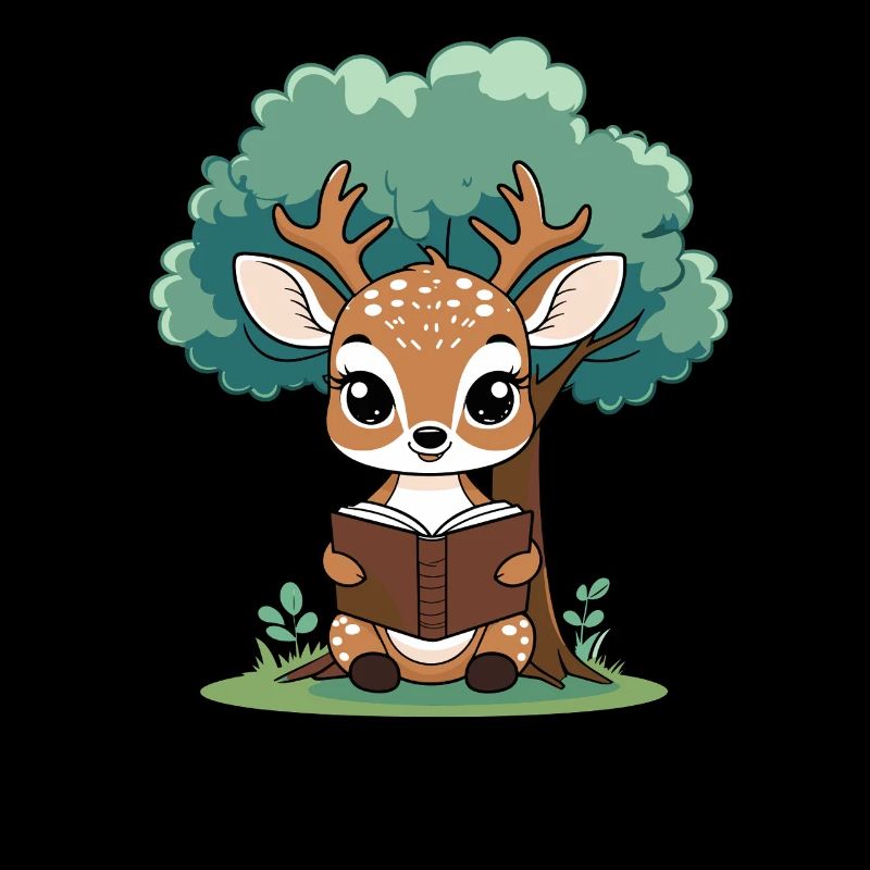 Reading deer in the forest
