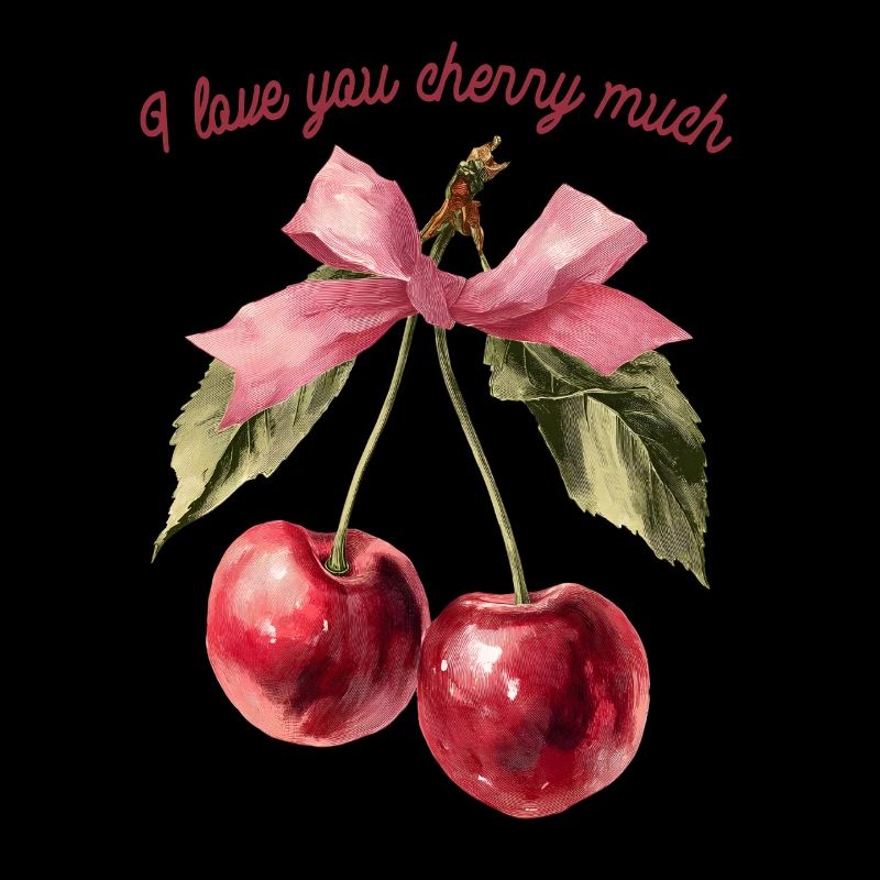 Cerises avec ruban | Saint-Valentin - Amour