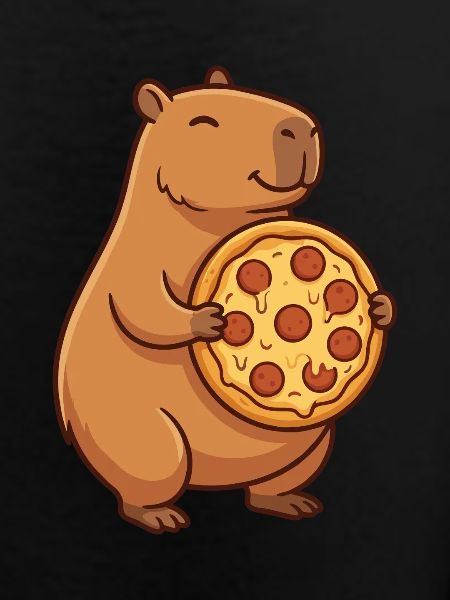 Capybara with pizza