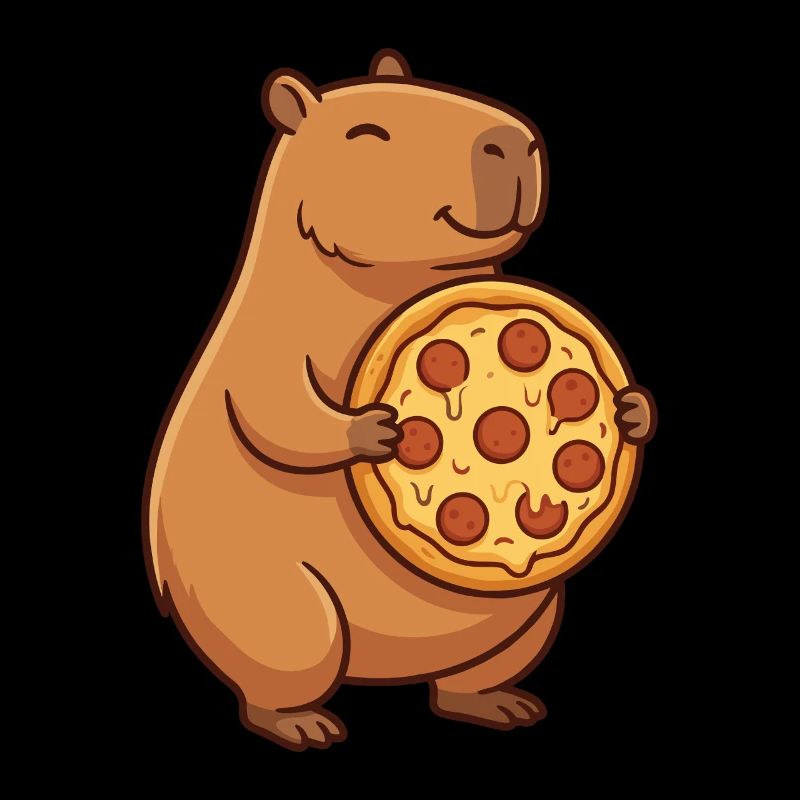 Capybara with pizza