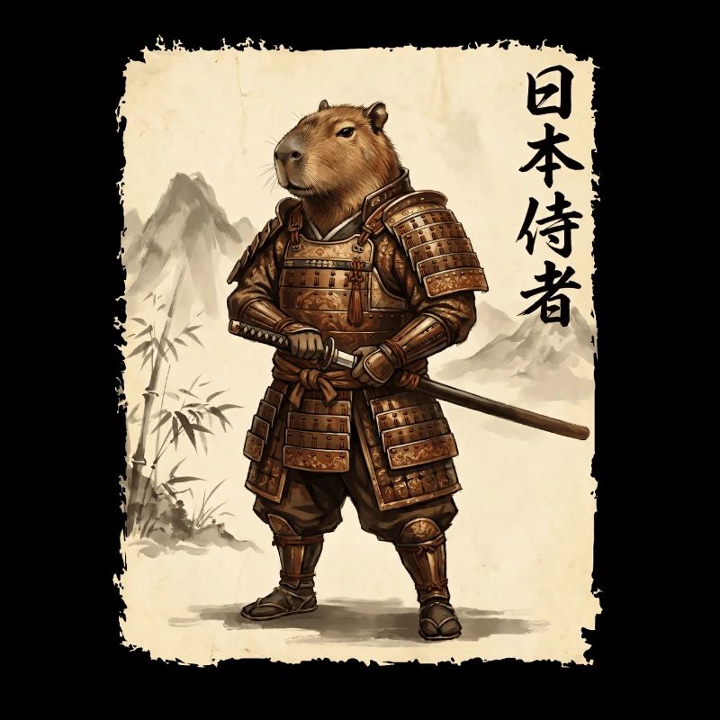 Samurai, Capybara, Japanese Art, Anime