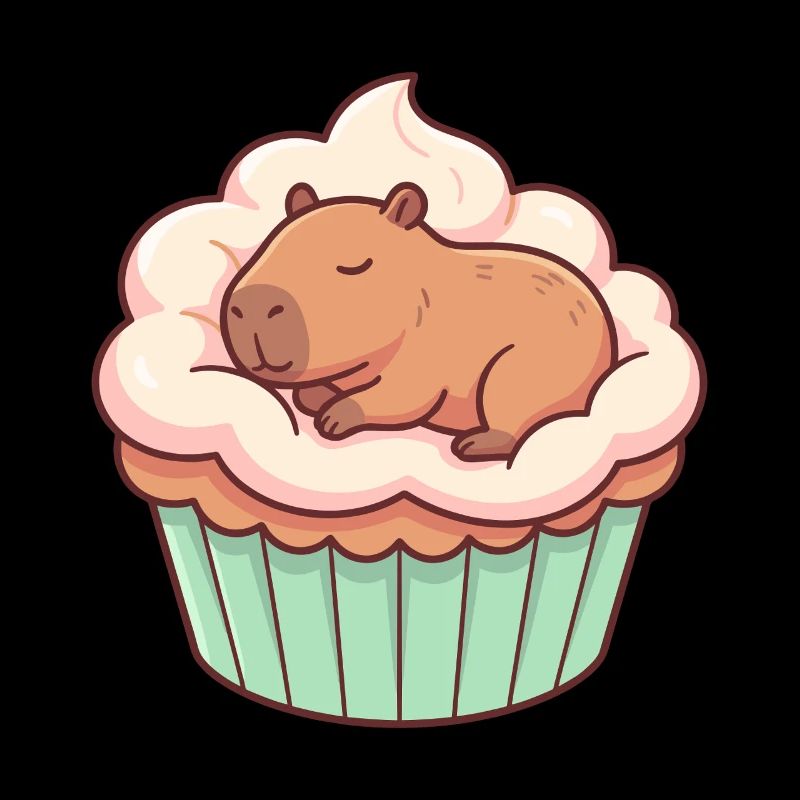 Motif mignon de cupcakes capybara