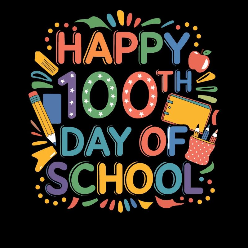 Célébration du 100e jour d’école – Illustration colorée de l’apprentissage