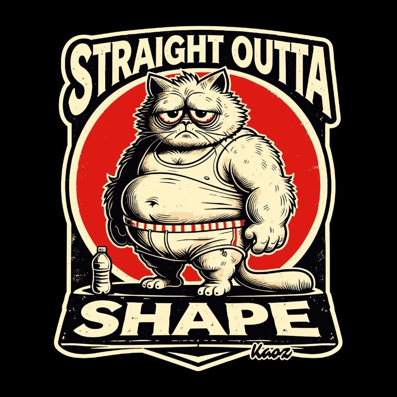 Hors de forme sans forme - gros chat