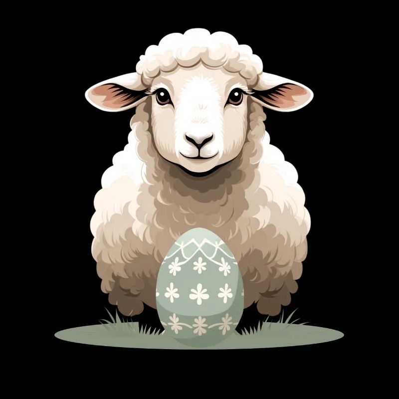 Cuddly lamb with Easter egg