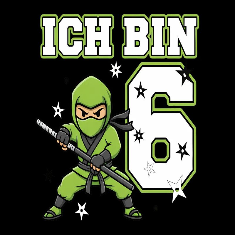 Ich bin 6 Ninja 6. Geburtstag Grüne Karate