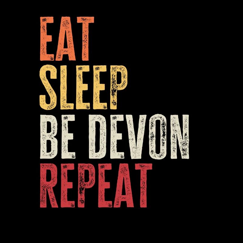 Mange, dors Be Devon, répète le nom rétro