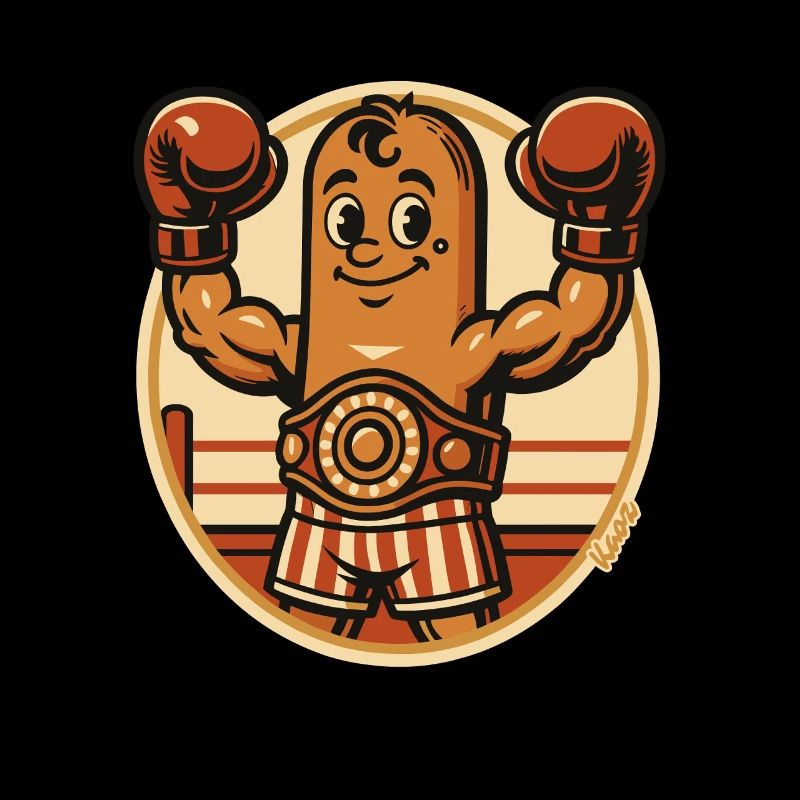 Figurine en saucisse de boxeur avec gants de boxe