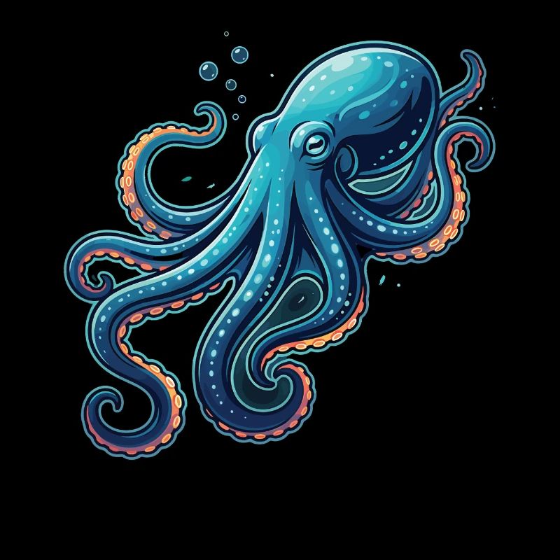 Mer d’illustration de pieuvre mignonne