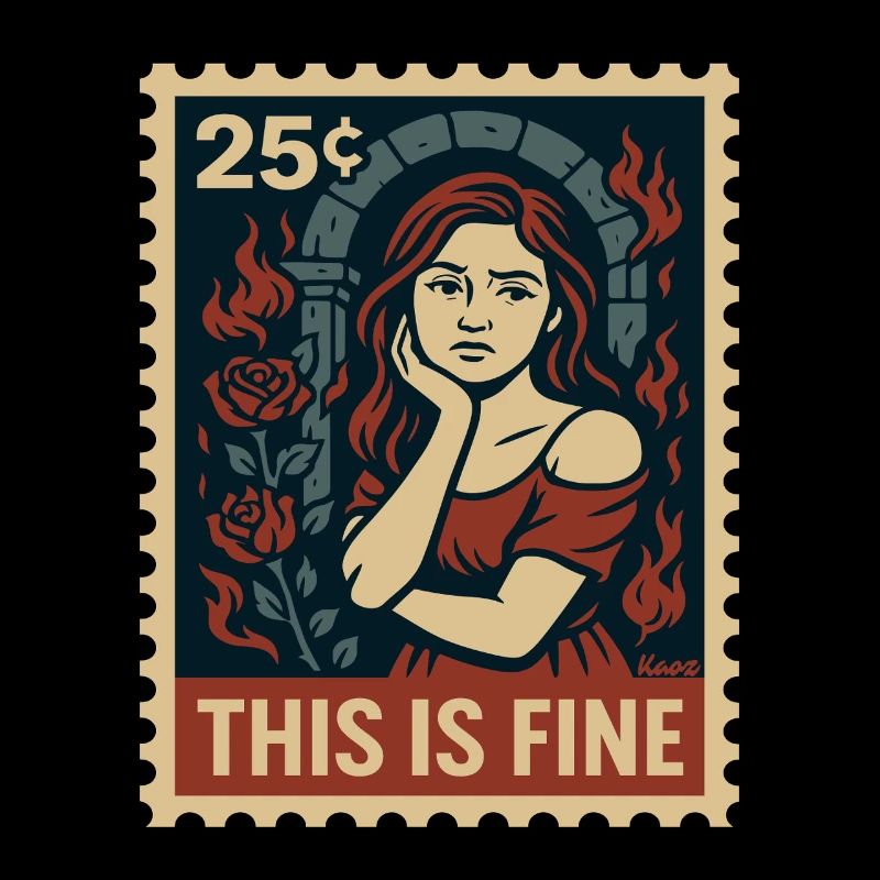 This Is Fine Stamp with Flames