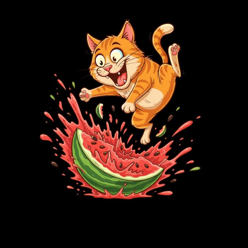 Katzen Sommer Wassermelone Spritzer
