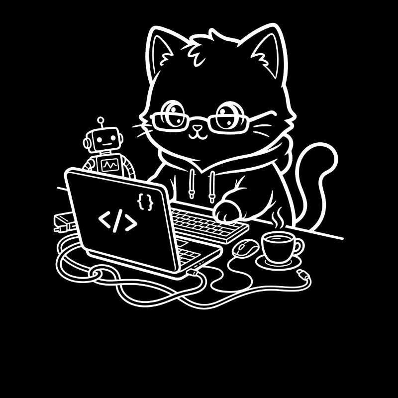 Coder Kawaii Cat Programmer