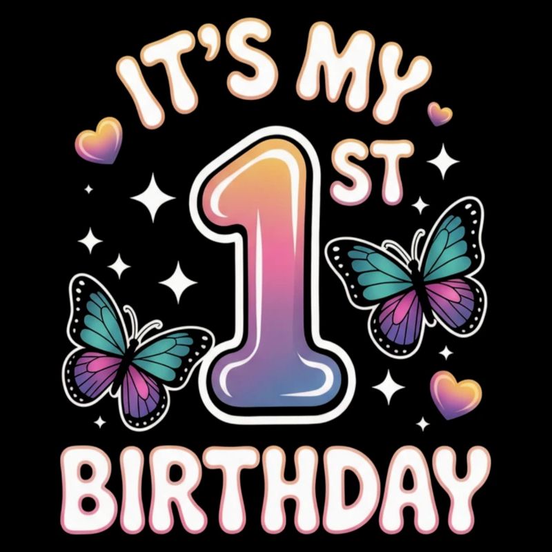 Erstes Geburtstagsdesign Gradient Schmetterlinge