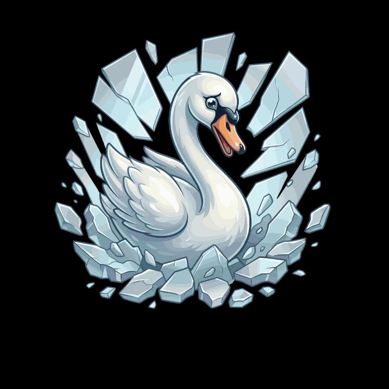 Schwan bricht durchs Eis