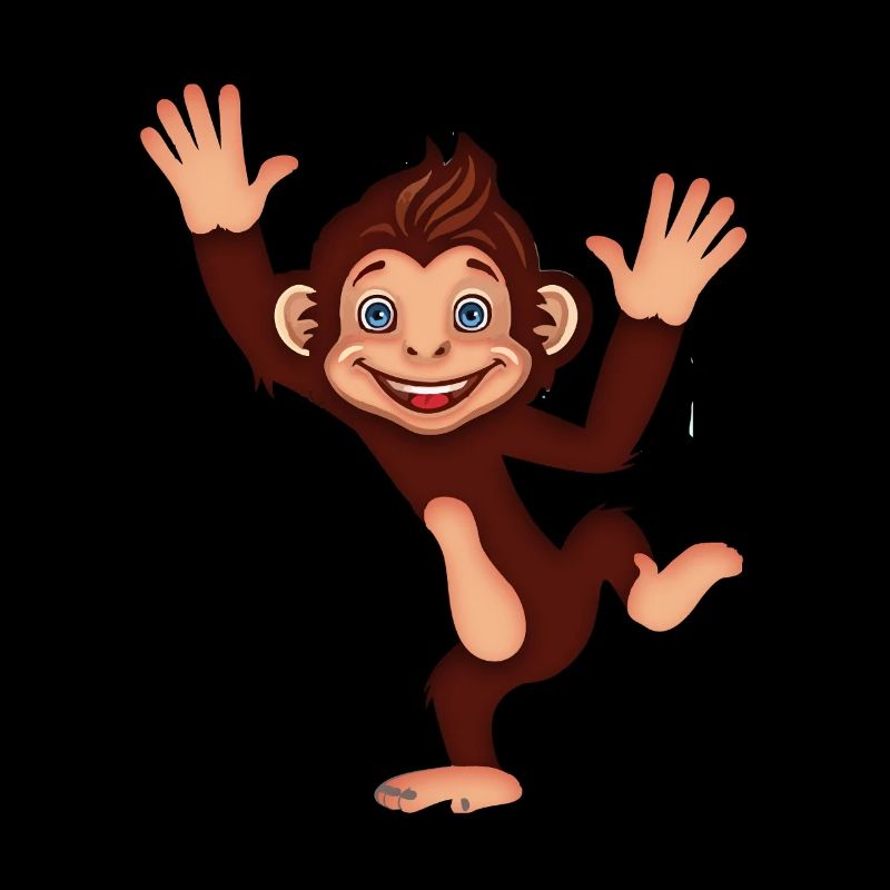 Happy Dancing Monkey Cute Jungle Cartoon Art