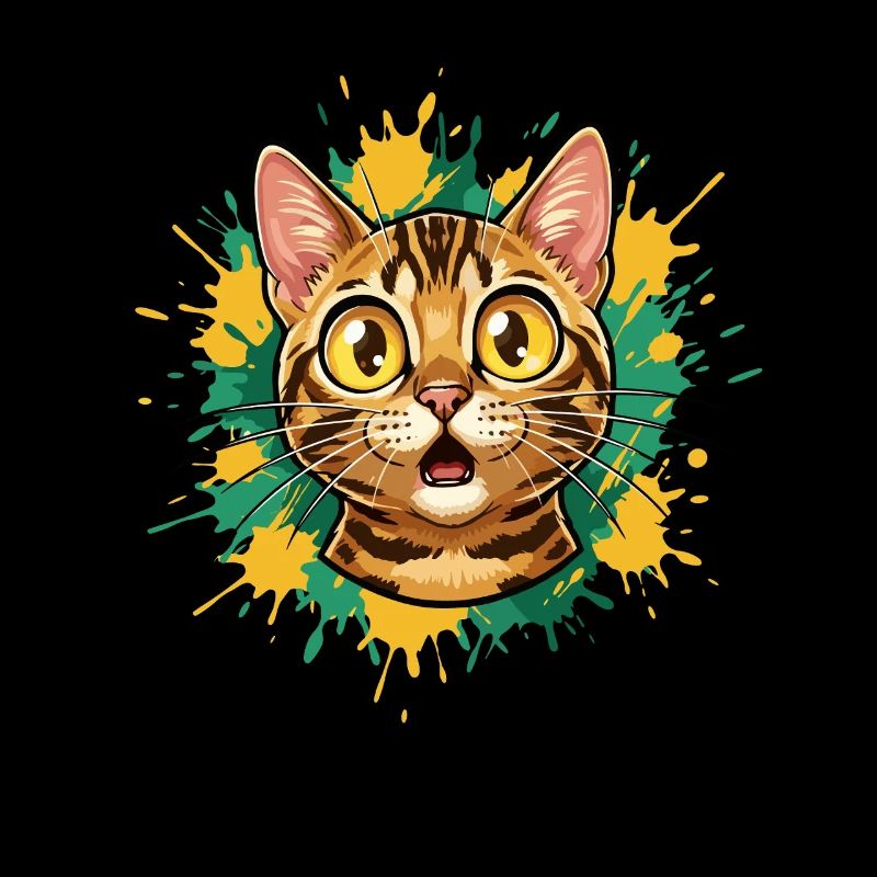 Illustration de l’explosion de couleur de la tête de chat