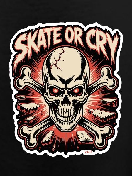 Skate- oder Cry-Skull-Tee-Design