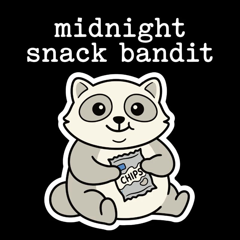 Motif de la bande dessinée Snack Raton laveur avec chips