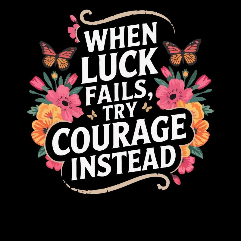 Courage Over Luck Floral Quote