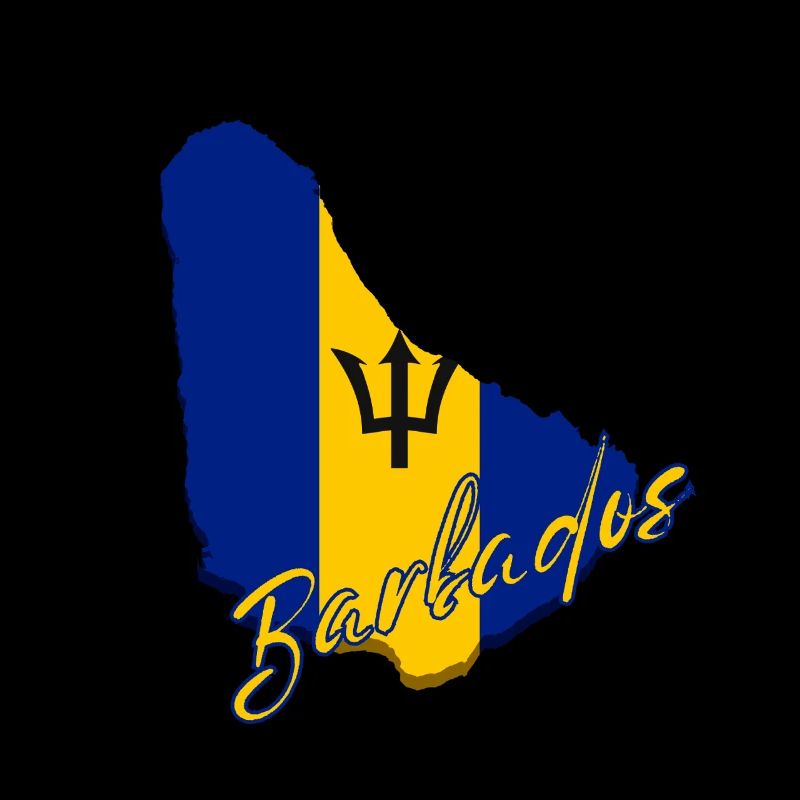 Carte du drapeau de la Barbade, j’adore la Barbade