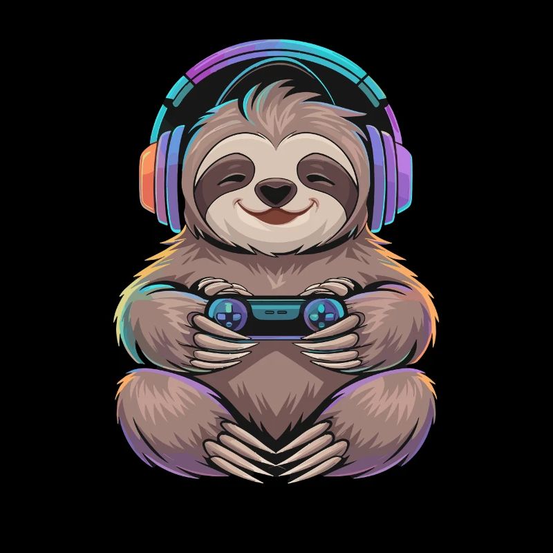  Faultier Gamer Mit Controller Und Bunter