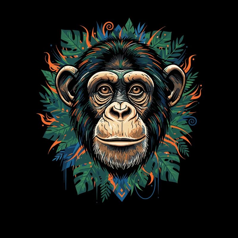 Portrait de singe en vert tropical